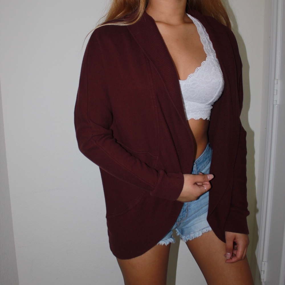maroon winter cardigan